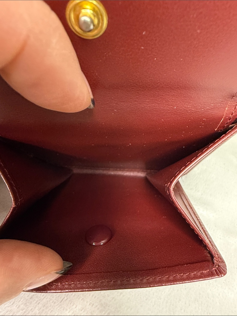 Vintage Cartier Unisex Must De Cartier Burgundy Leather Wallet Coin Pocket + Box - Picture 7 of 14